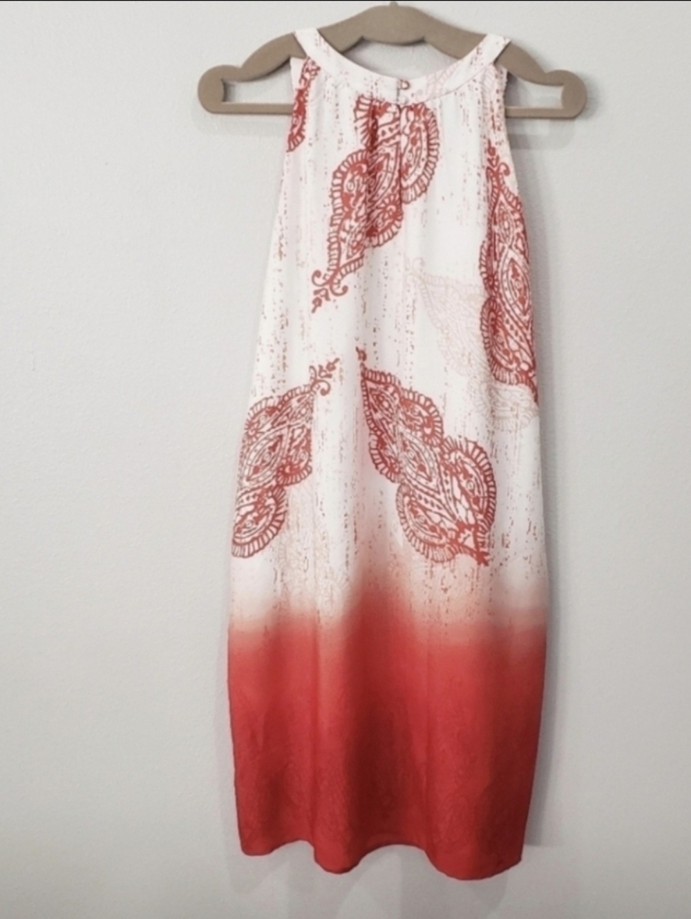 Chico's Sz. Xlarge Coral/white Paisley Halter Dress - Picture 2 of 9